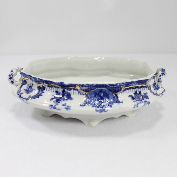 Wedgwood Raleigh Semi Royal Porcelain Serving Dish Bowl Blue Gold England - Picture 1 of 10